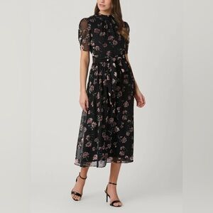 Floral Mesh Midi Dress Size M